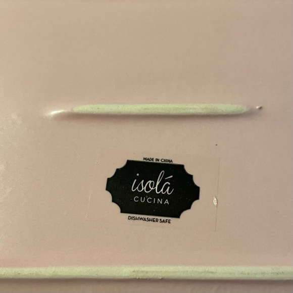 Isola Cucina Ceramic Pink Butter Dish Matte Finish Pressed Circles Shabby Chic - Picture 6 of 9